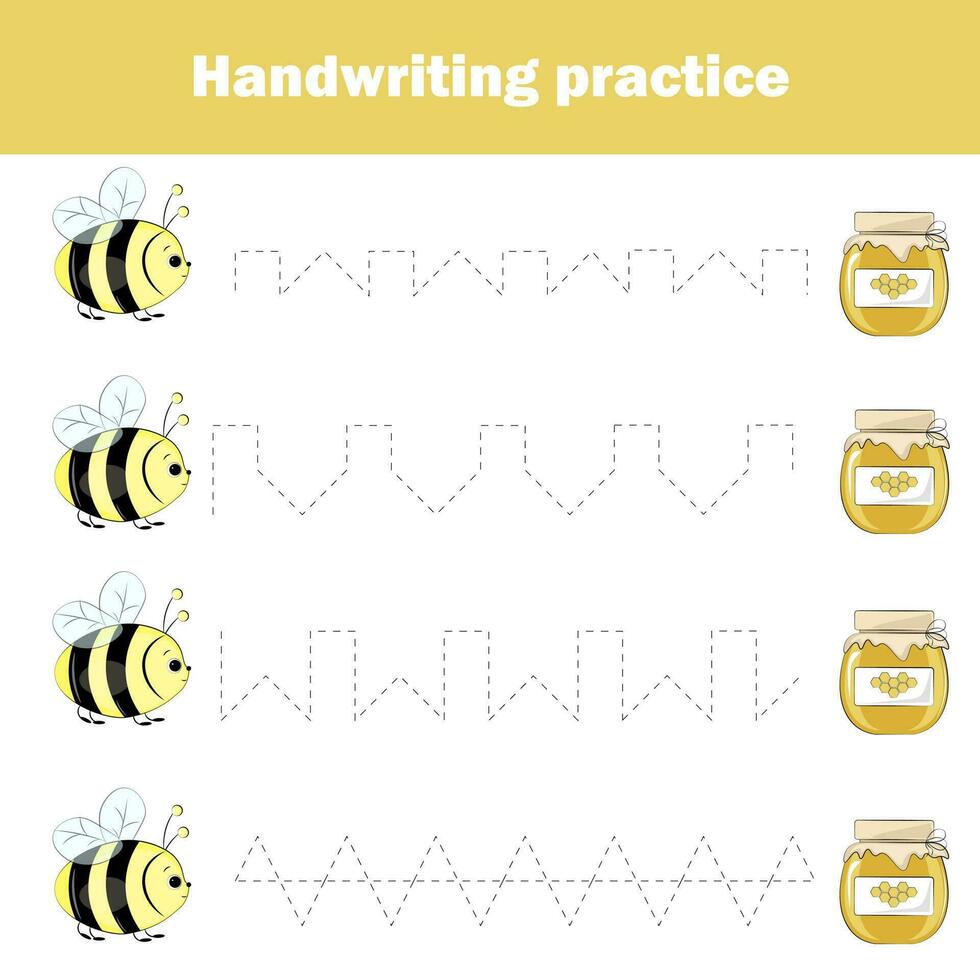 Handwriting Practice Sheet. Educational Children Game, Printable Worksheet  for Kids. Writing Training, Tracing Lines. Stock Vector - Illustration of  path, elementary: 104829346