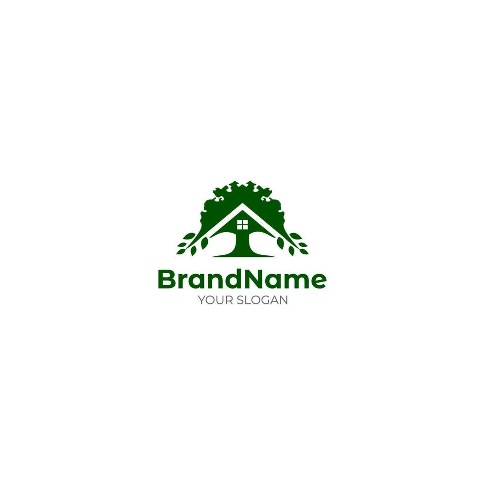 Tree Wheat House Logo Design Vector