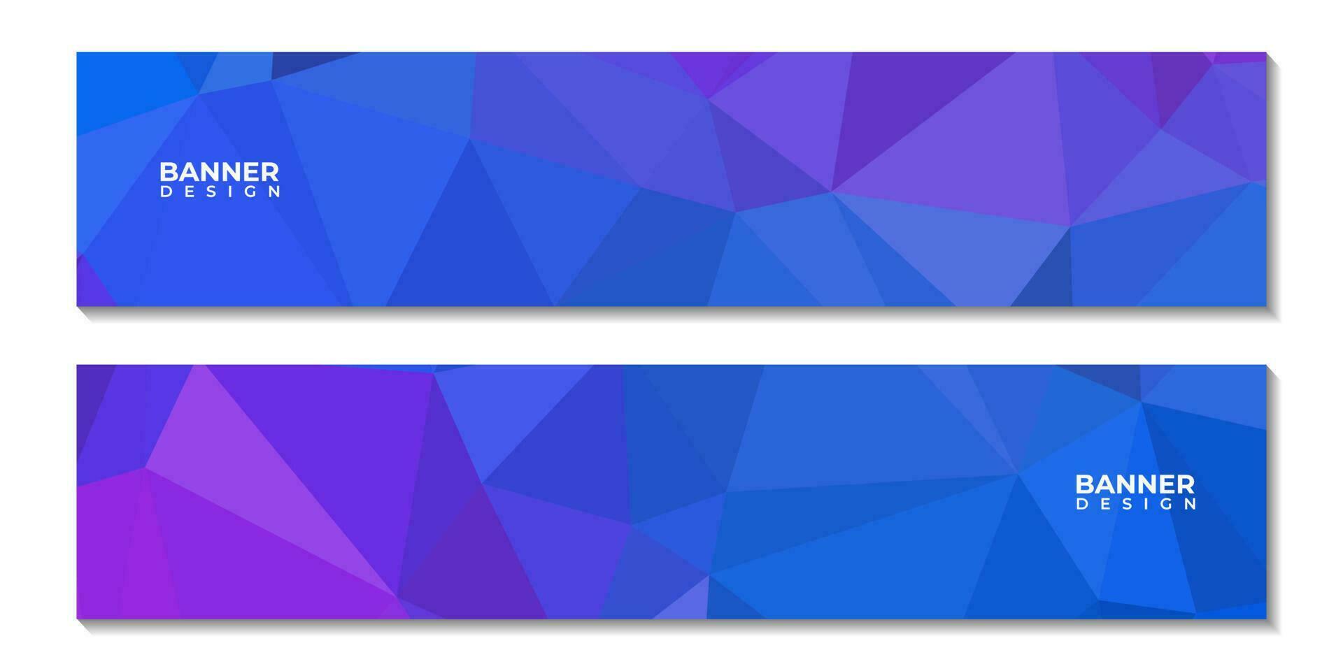 A set of blue banners with a triangle pattern. vector illustration