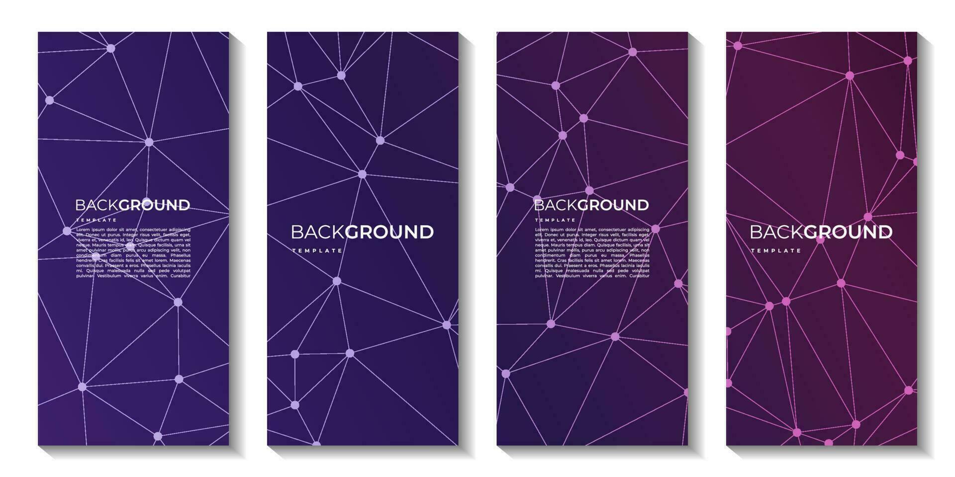A set of brochures geometric abstract colorful background with connected line and dots. Graphic background for your design. Vector illustration.