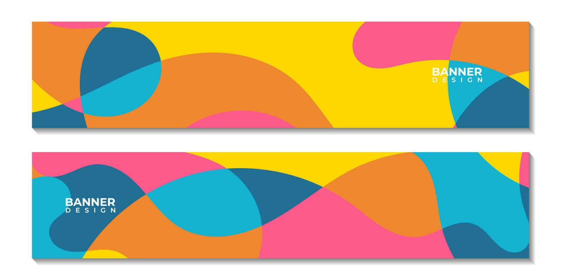 A set of banners with summer colorful background vector illustration