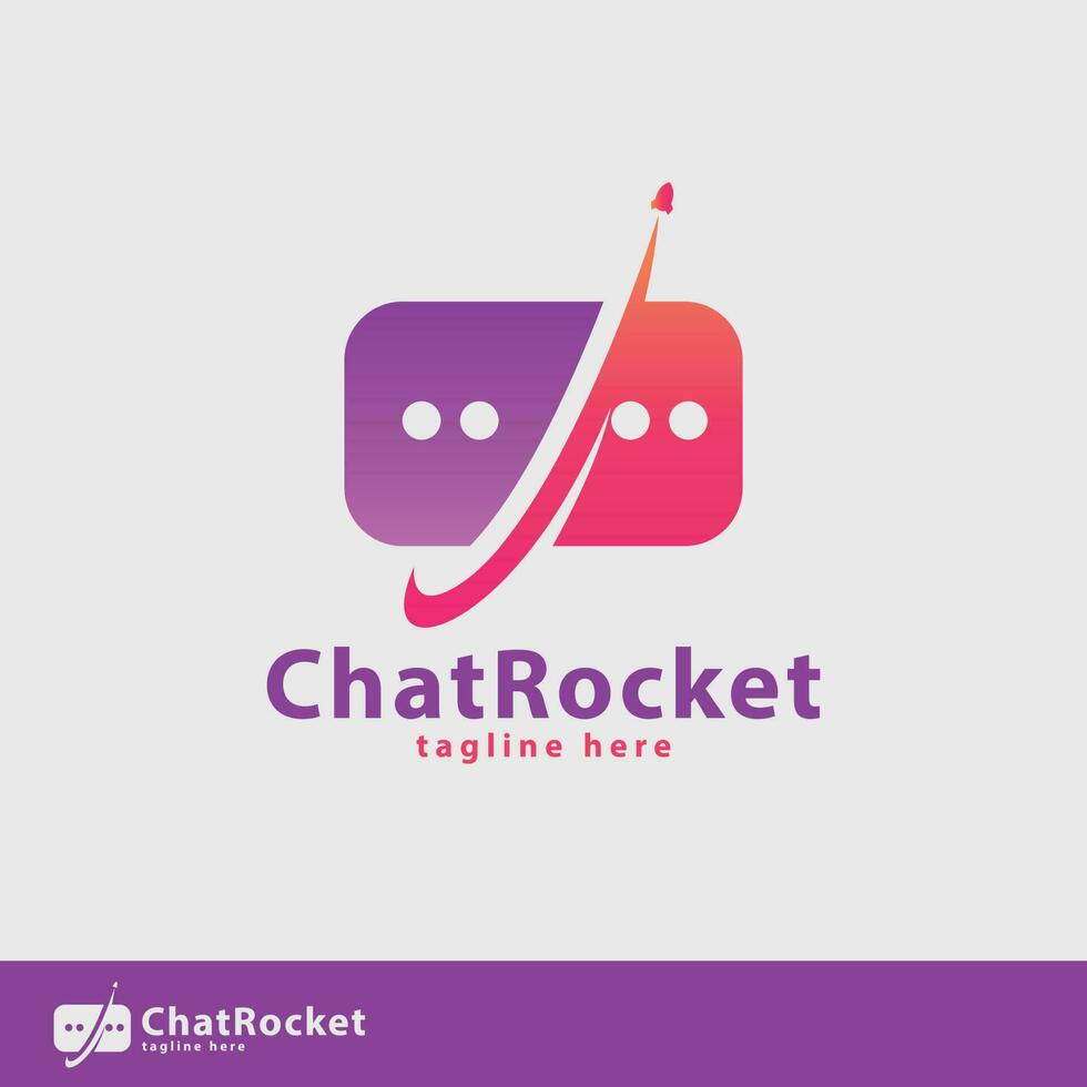 chat logo design, rocket chat logo template inspiration. vector