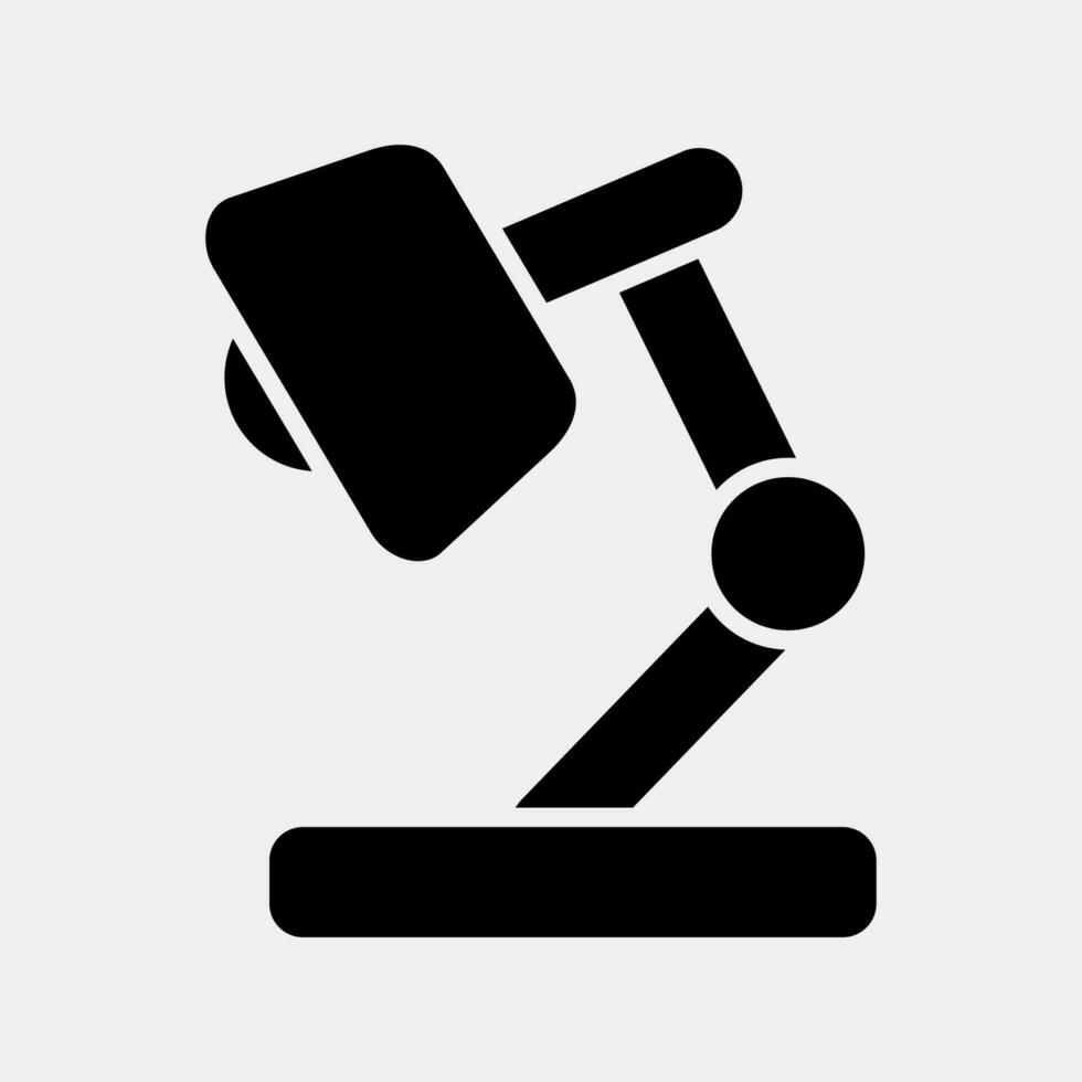 Icon desk lamp. School and education elements. Icons in glyph style. Good for prints, posters, logo, advertisement, infographics, etc. vector