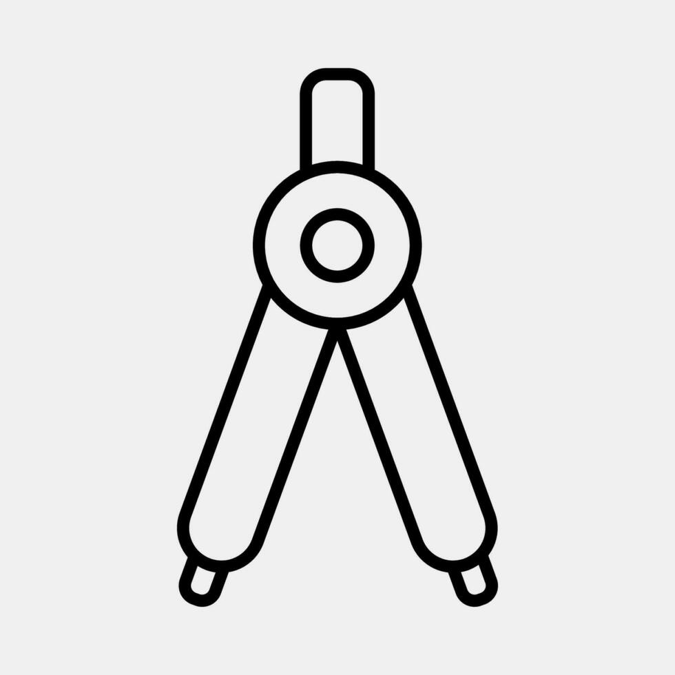 Icon pair of compasses. School and education elements. Icons in line style. Good for prints, posters, logo, advertisement, infographics, etc. vector