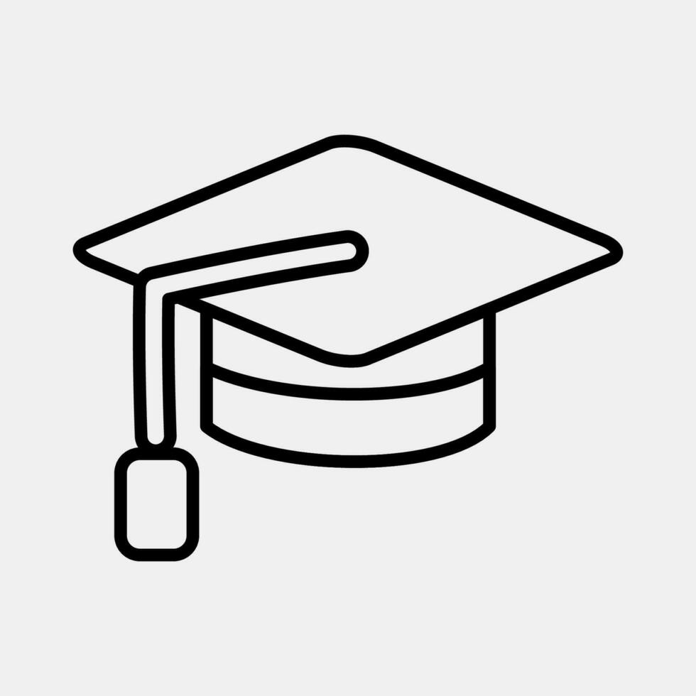 Icon graduation cap. School and education elements. Icons in line style. Good for prints, posters, logo, advertisement, infographics, etc. vector