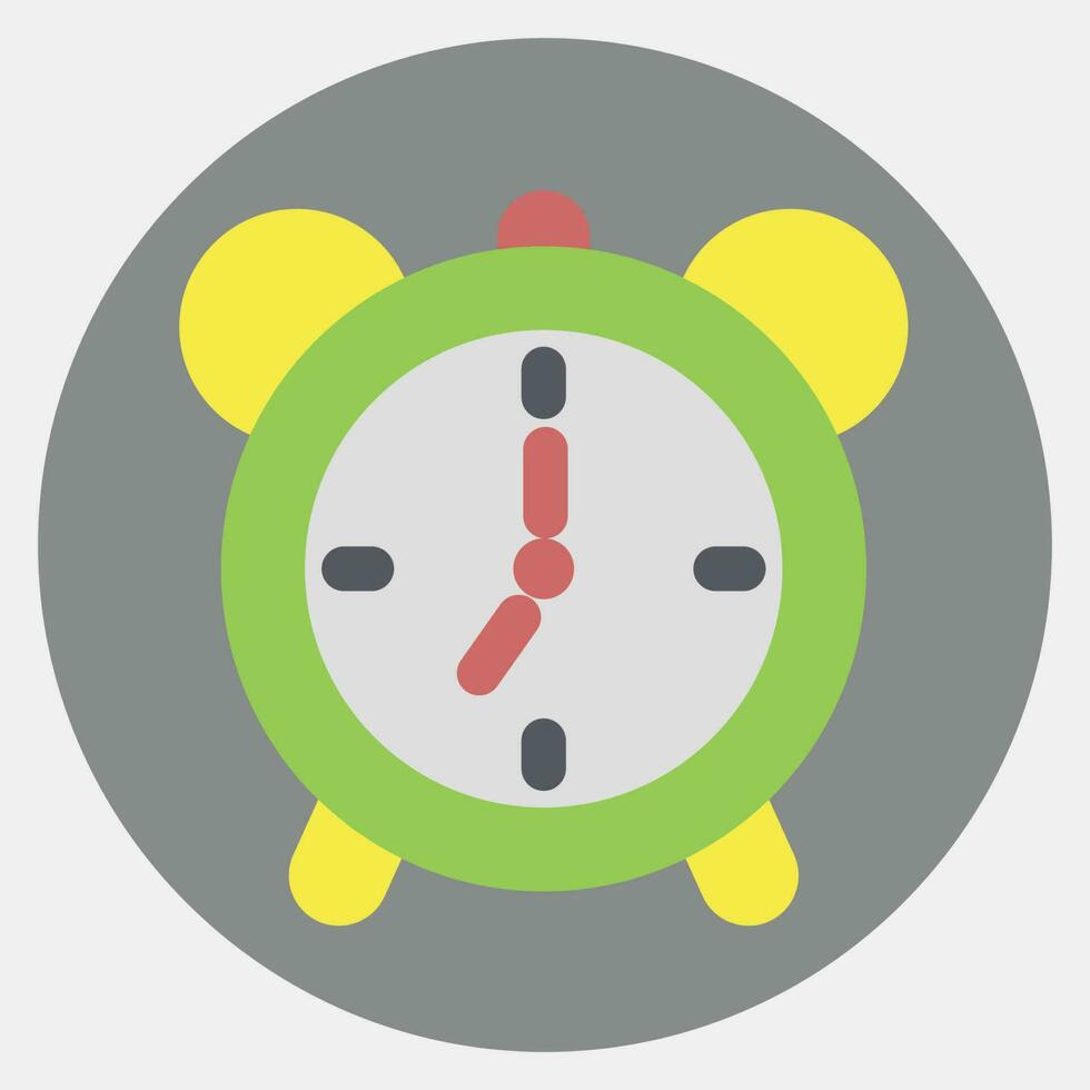 icono alarma reloj. colegio y educación elementos. íconos en color compañero estilo. bueno para huellas dactilares, carteles, logo, anuncio publicitario, infografía, etc. vector