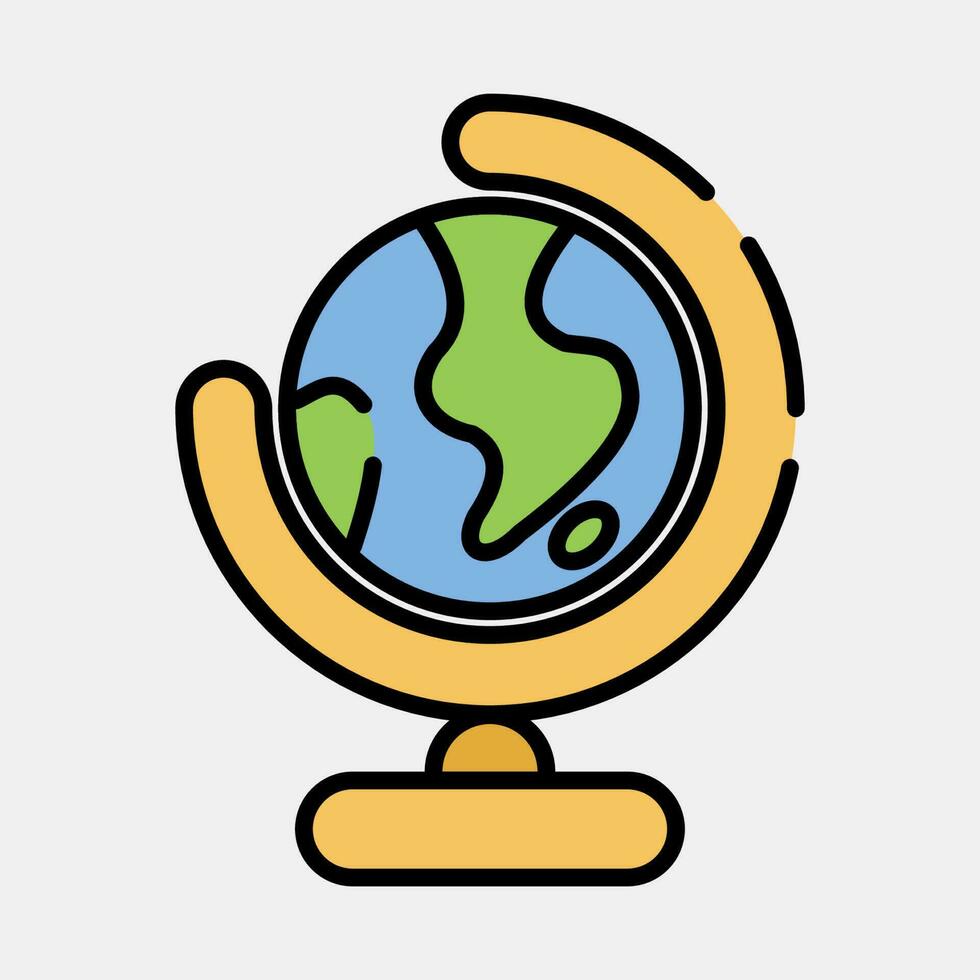 Icon globe. School and education elements. Icons in filled line style. Good for prints, posters, logo, advertisement, infographics, etc. vector