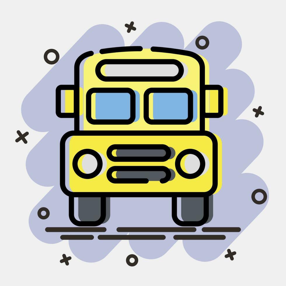 Icon school bus. School and education elements. Icons in comic style. Good for prints, posters, logo, advertisement, infographics, etc. vector