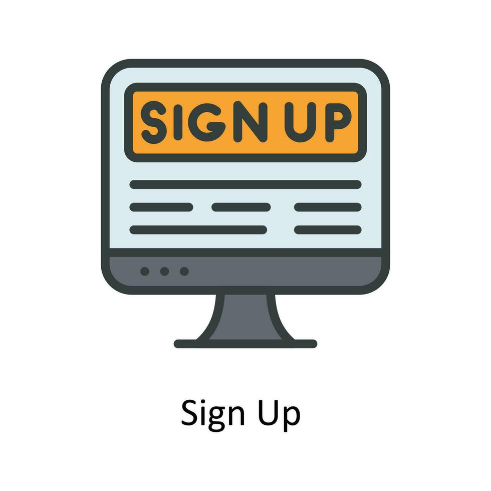 Sign Up  Vector  Fill outline Icons. Simple stock illustration stock