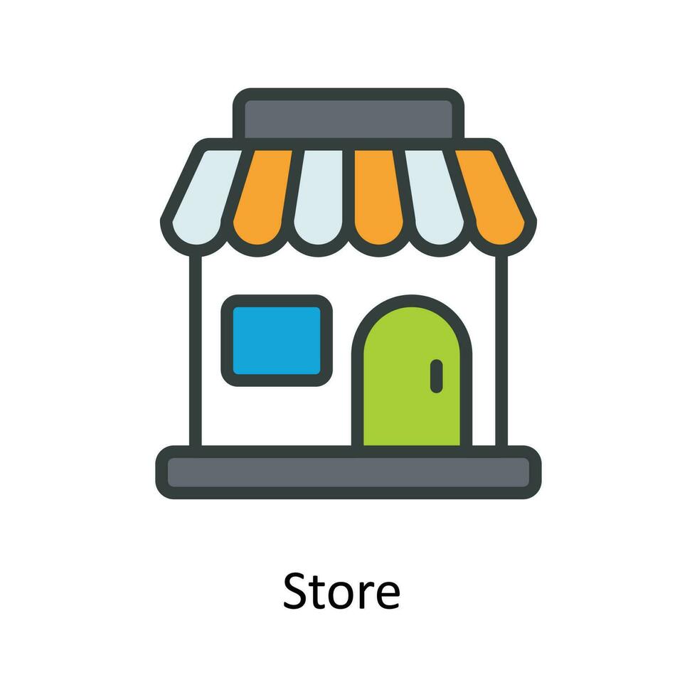 Store  Vector  Fill outline Icons. Simple stock illustration stock