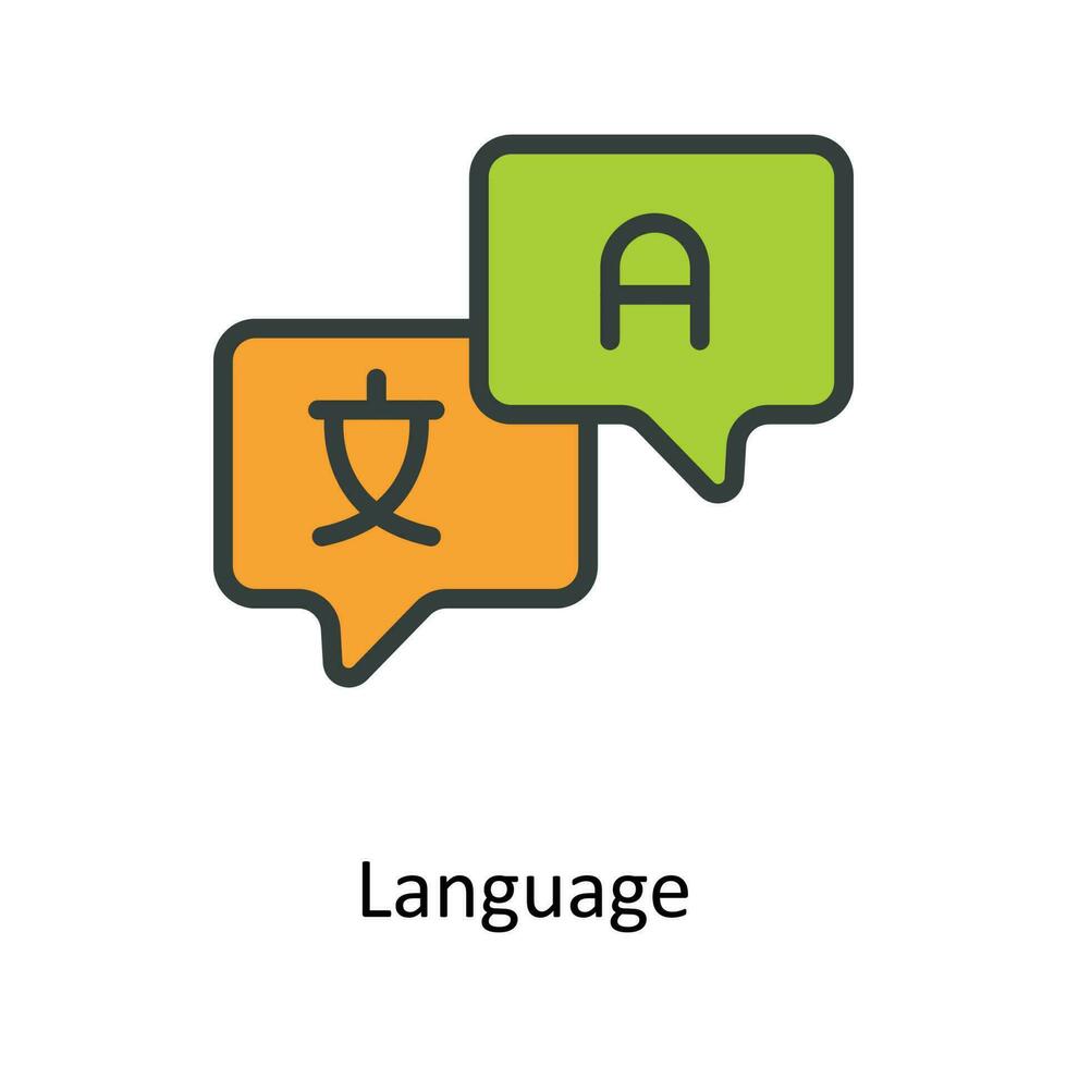 Language  Vector  Fill outline Icons. Simple stock illustration stock