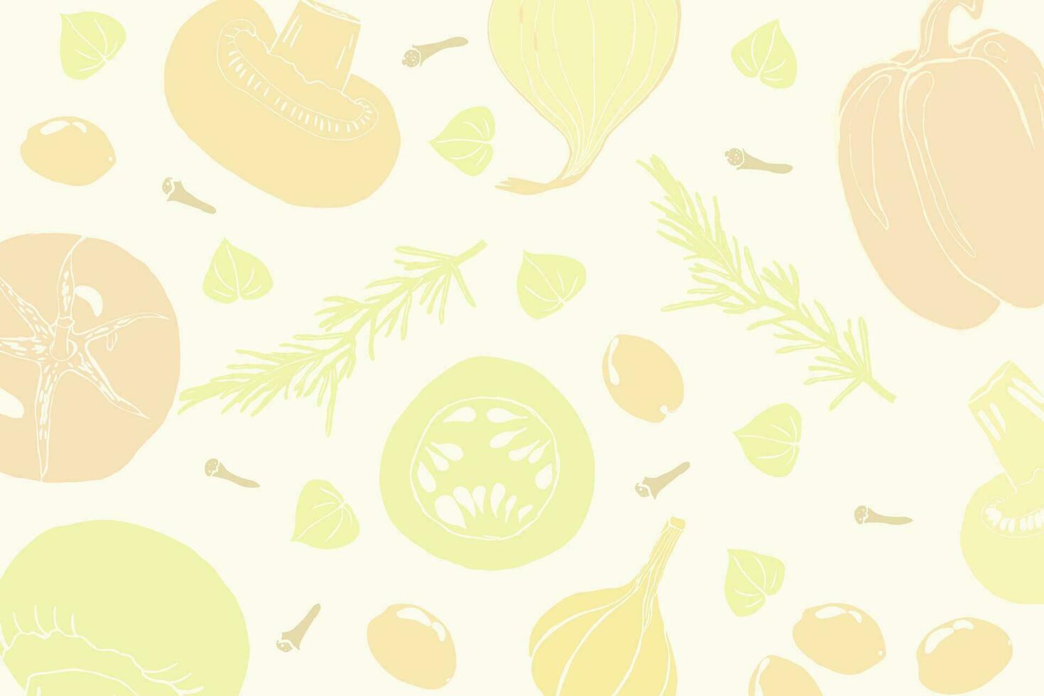 vegetales ilustración mano dibujado retro estilo color vector