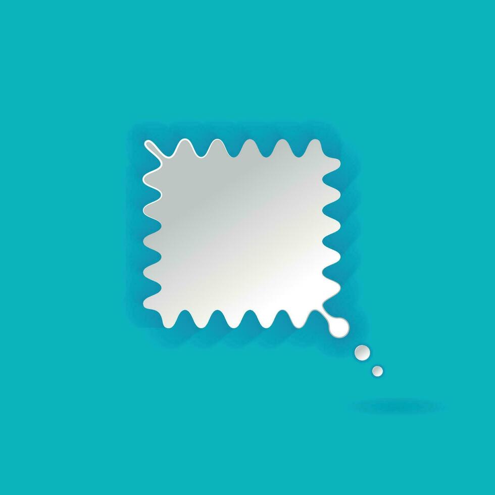 3d white speech bubble. Square abstract waved form figure Speech bubble icon. 3d render. Network communication concept.  Isolated vector illustration