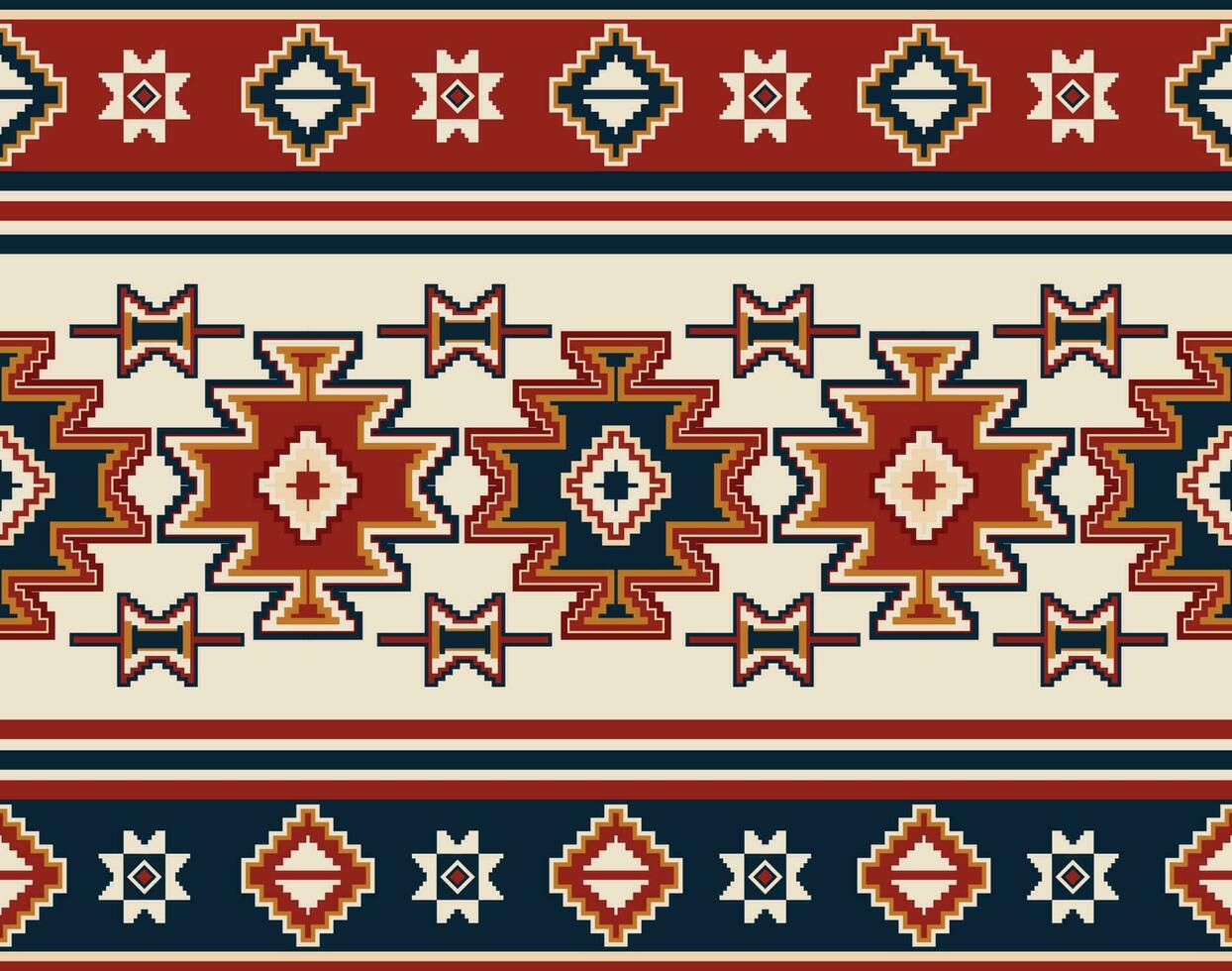 étnico azteca resumen ikat Arte. sin costura motivo triángulo cheurón modelo en tribal, navajo gente bordado, y mexicano estilo. geométrico Arte ornamento diseño de impresión para alfombra, fondo de pantalla, textil vector