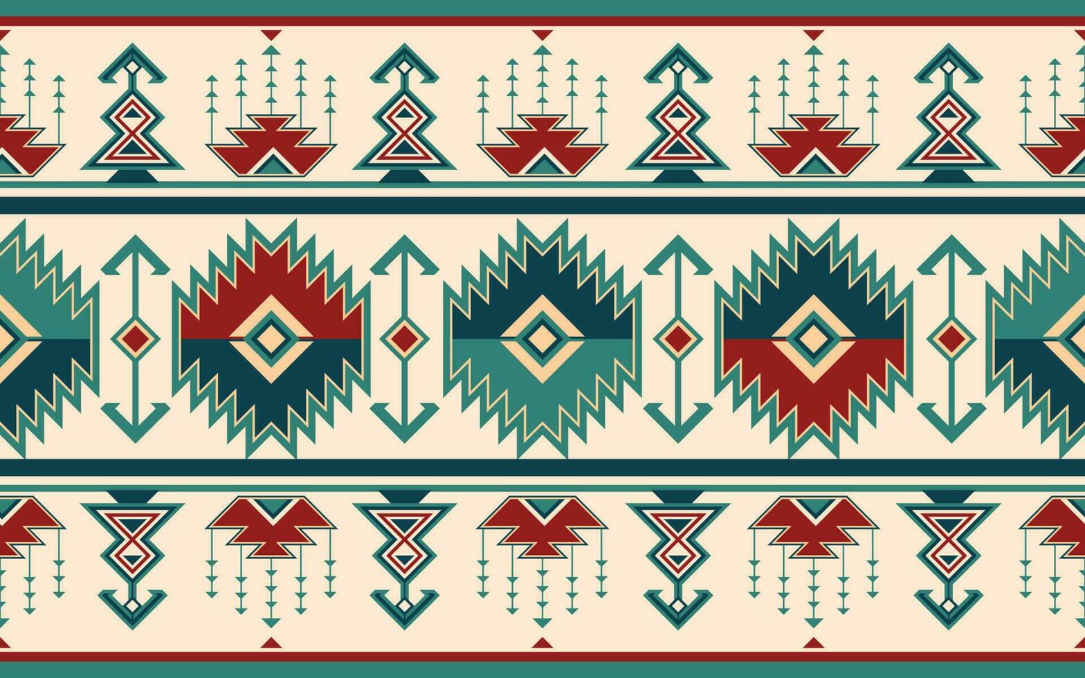 étnico azteca resumen ikat Arte. sin costura motivo triángulo cheurón modelo en tribal, navajo gente bordado, y mexicano estilo. geométrico Arte ornamento diseño de impresión para alfombra, fondo de pantalla, textil vector