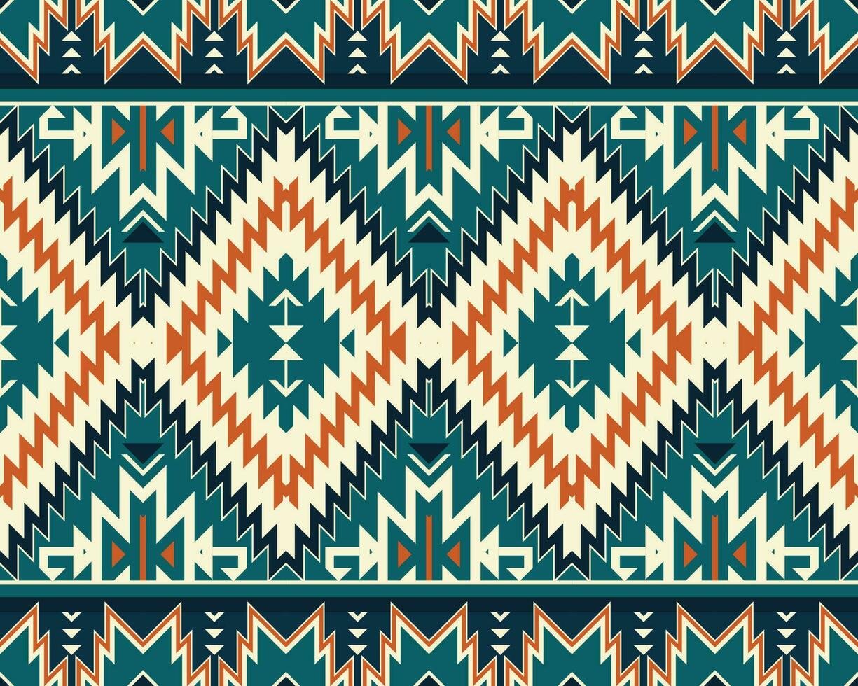 étnico azteca resumen ikat Arte. sin costura motivo triángulo cheurón modelo en tribal, navajo gente bordado, y mexicano estilo. geométrico Arte ornamento diseño de impresión para alfombra, fondo de pantalla, textil vector