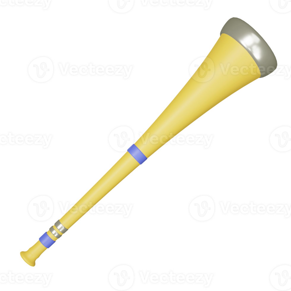 Isolated Yellow Vuvuzela Icon In 3D Rendering. png