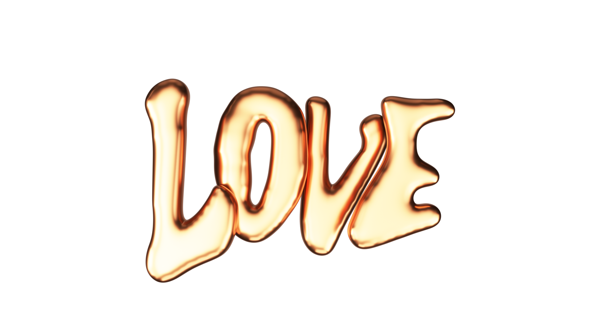 3D Render Of Golden Love Text Element. 23230110 PNG