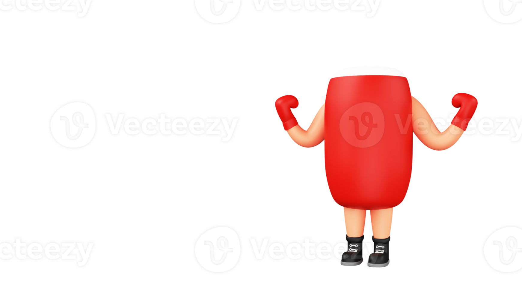 3D Illustration Of Mascot Punching Bag Wear Gloves Against Background And Copy Space. png