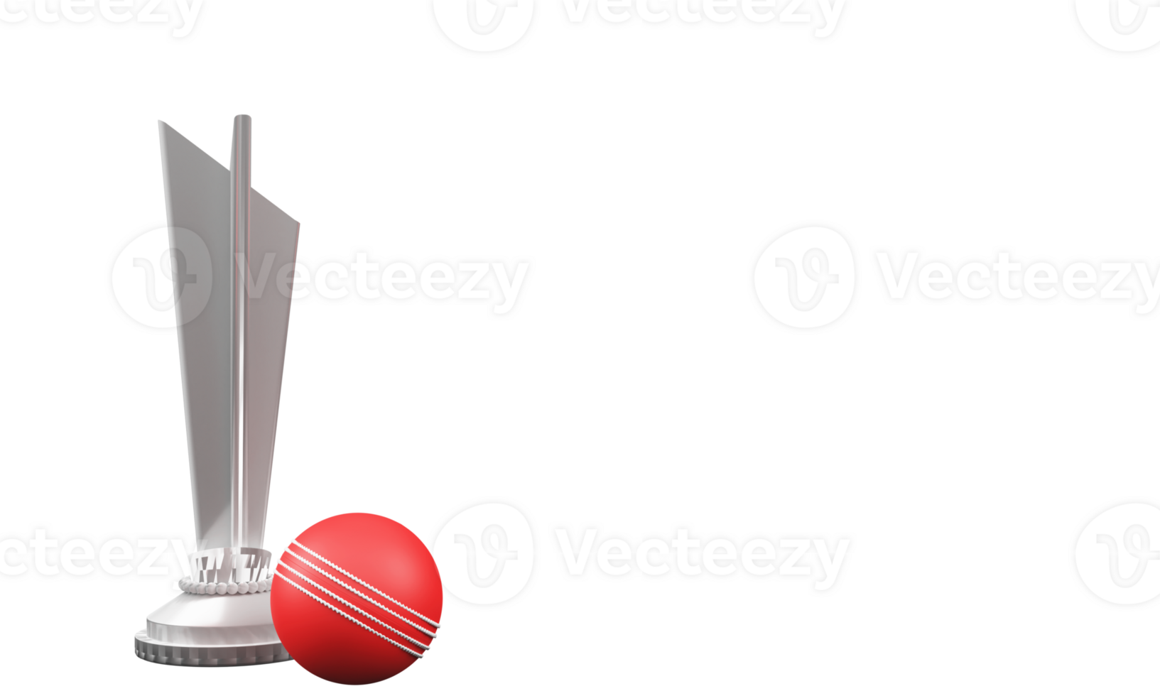 3D Render Silver Winner Trophy Cup With Cricket Ball And Copy Space. png