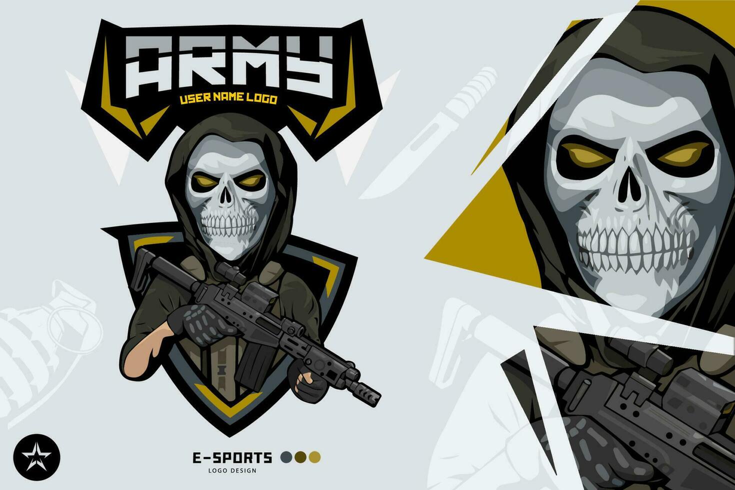 Army Soldier Mascot logo for esports and sport vector