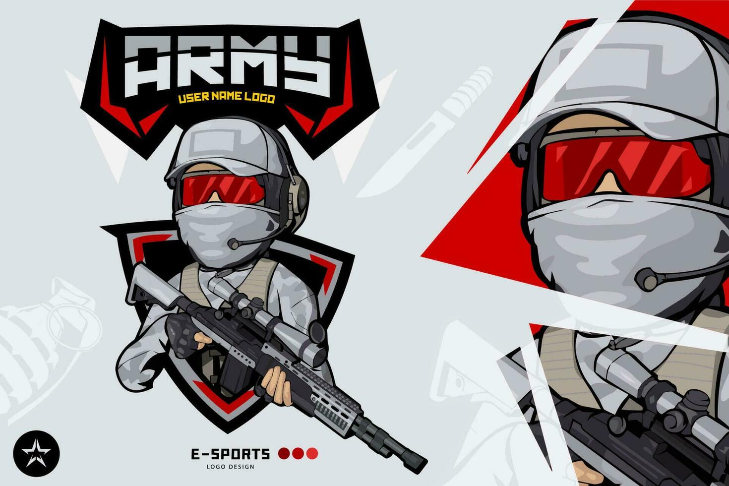 Army Soldier Mascot logo for esports and sport vector