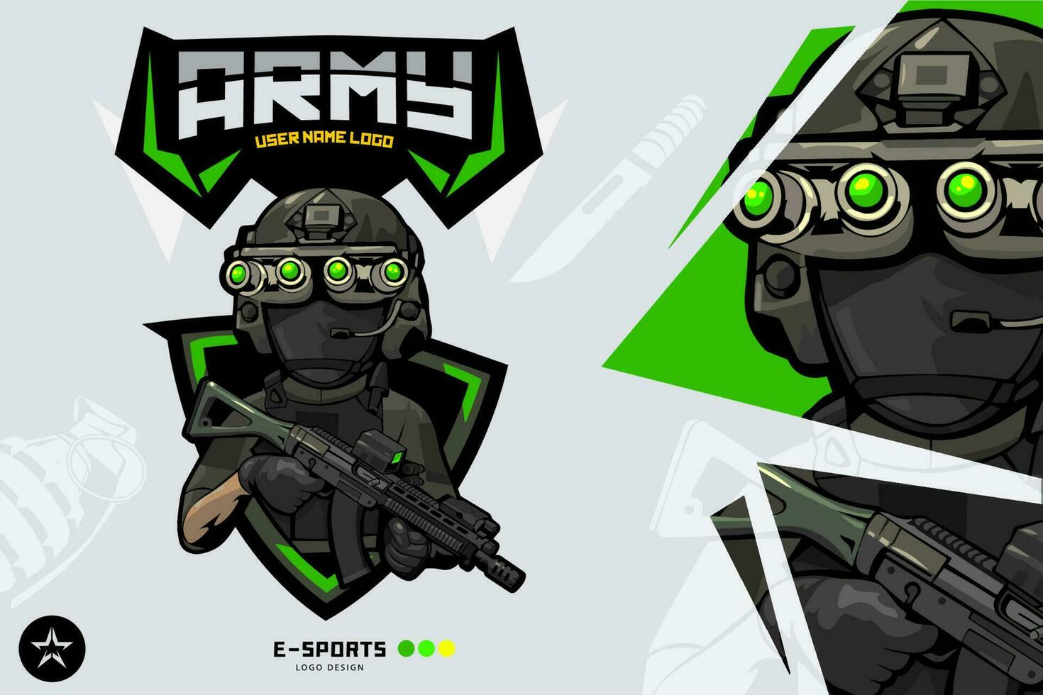 Army Soldier Mascot logo for esports and sport vector