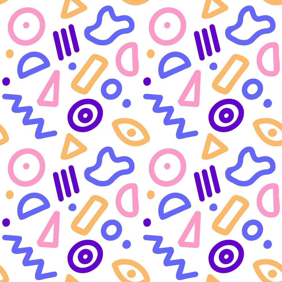 Colorful line doodle seamless pattern. Creative abstract art background vector