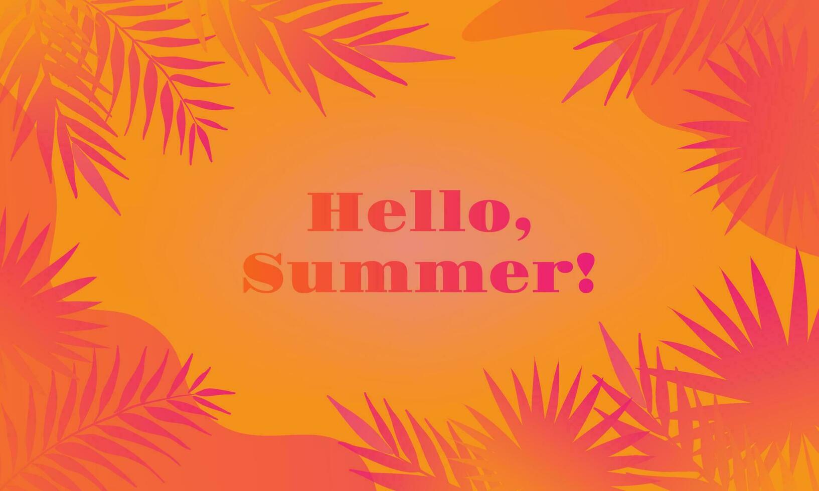 Hello Summer background with palm leaves for Summertime graphic design. vector