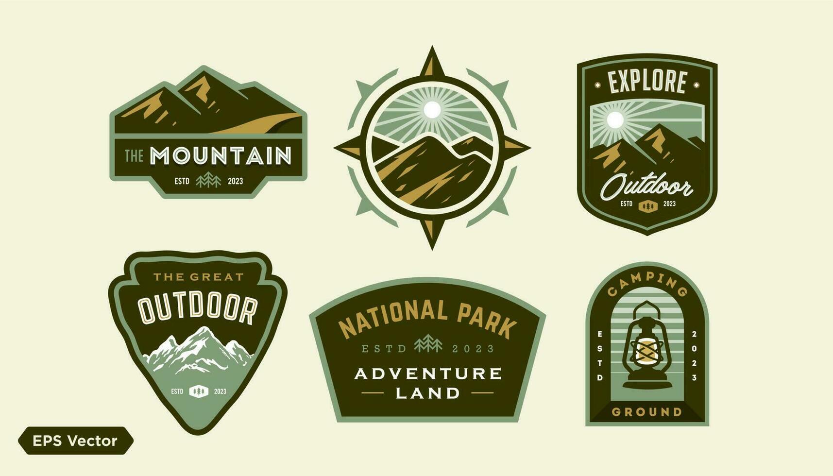 Outdoor badge logo collection. mountain adventure hipster badges. Set of Vintage Outdoor mountains Logo Patches. vector emblem designs. Great for shirts, stamps, stickers logos and labels.