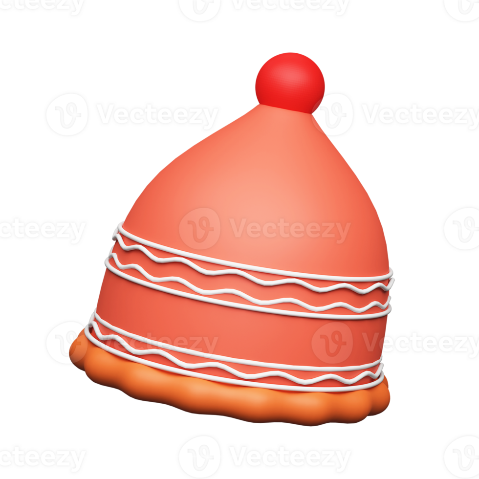 Orange et blanc bonnet chapeau icône dans 3d rendre. png