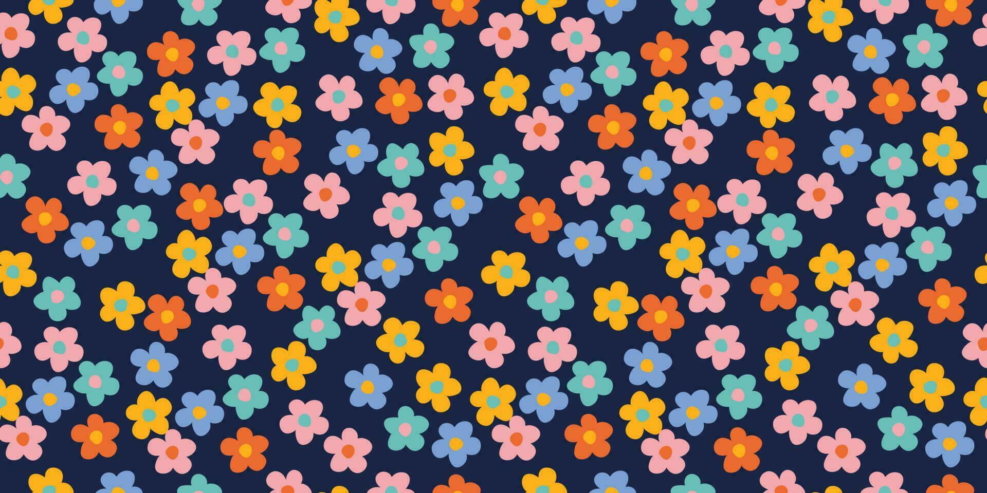 mano dibujado flores, sin costura patrones con floral para tela, textiles, ropa, envase papel, cubrir, bandera, interior decoración, resumen antecedentes. vector