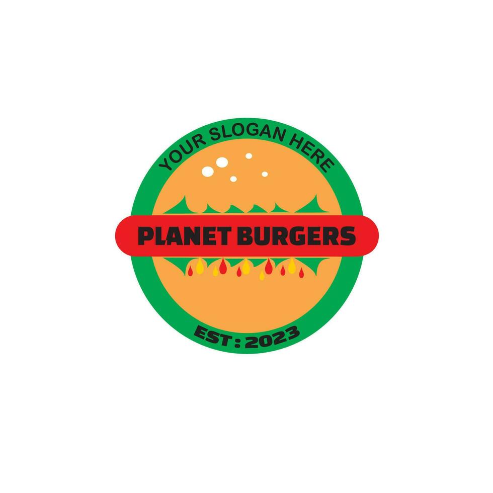 planet burger logo. for company logos, cafes, and so on vector