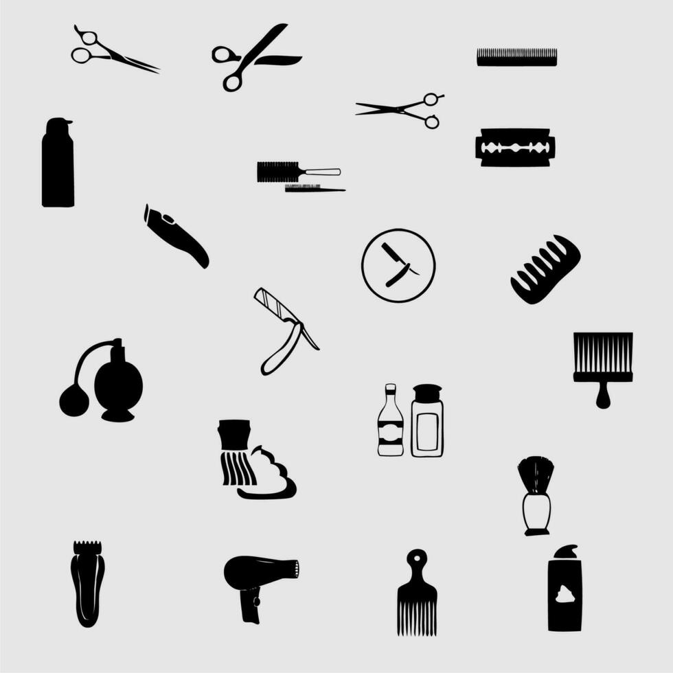 Barber shop elements set. Gray background.vector illustration vector