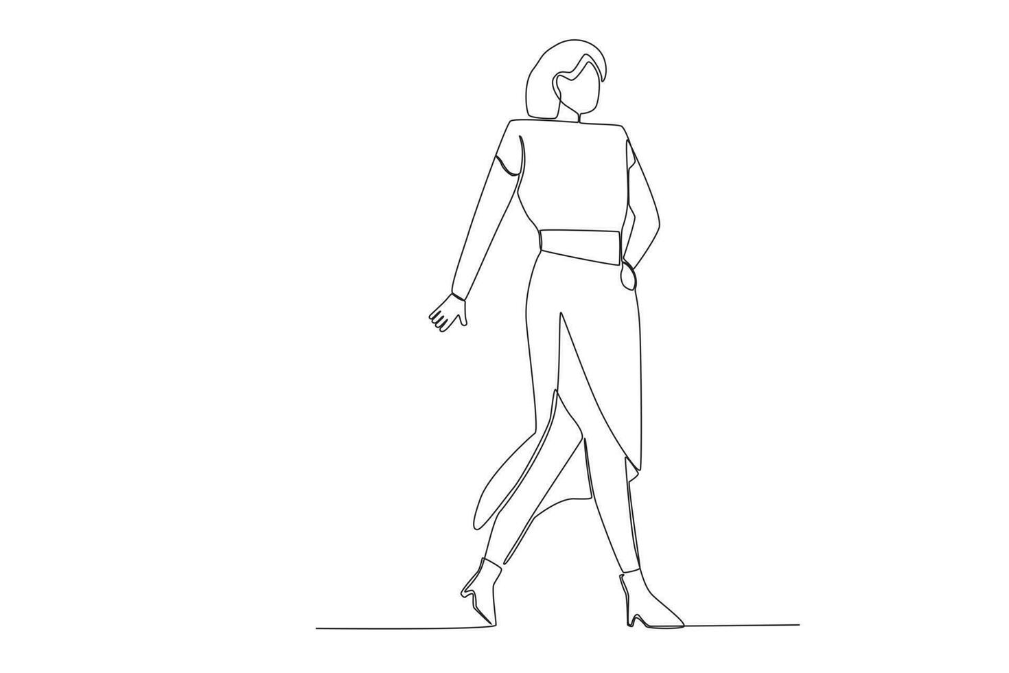 un mujer caminando mientras posando en etapa vector