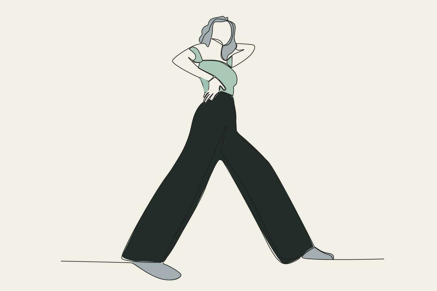 Color illustration of a woman posing on a stage vector
