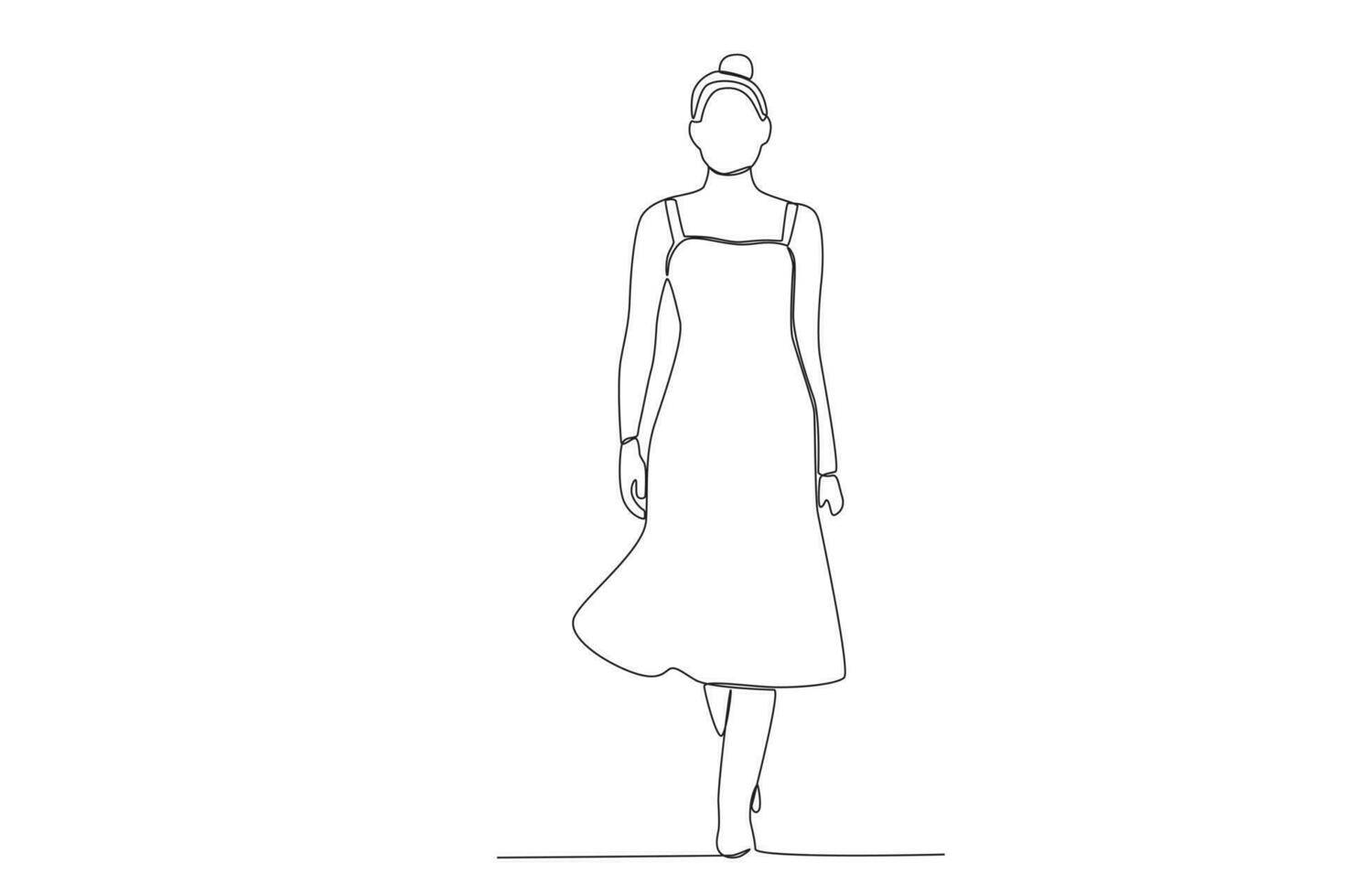 A fashion show model with a fancy dress vector