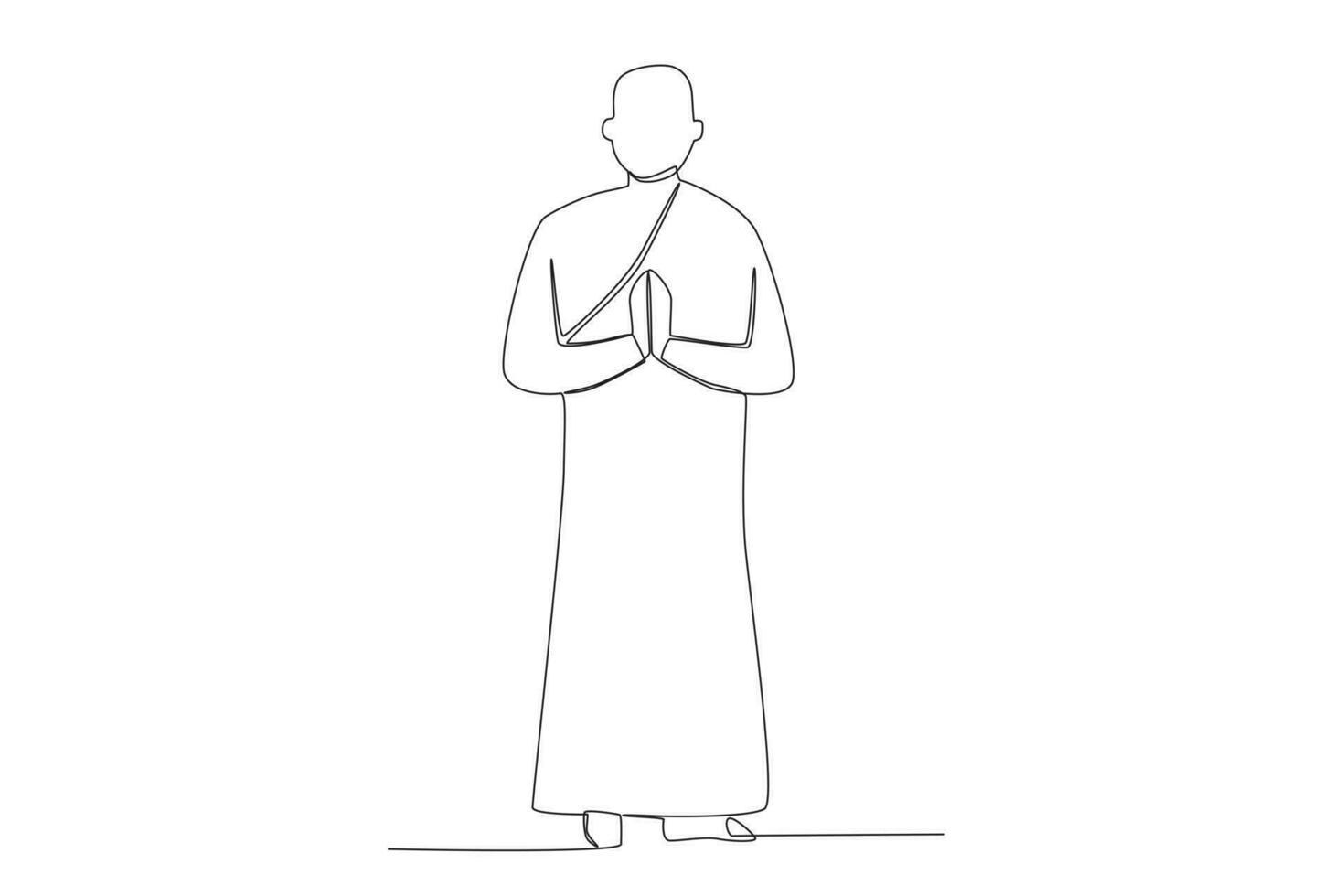 A monk greets before starting the ritual vector