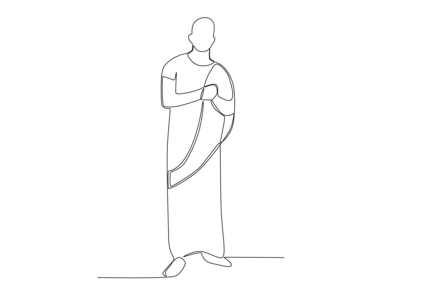 A Buddhist monk welcomes worshippers vector