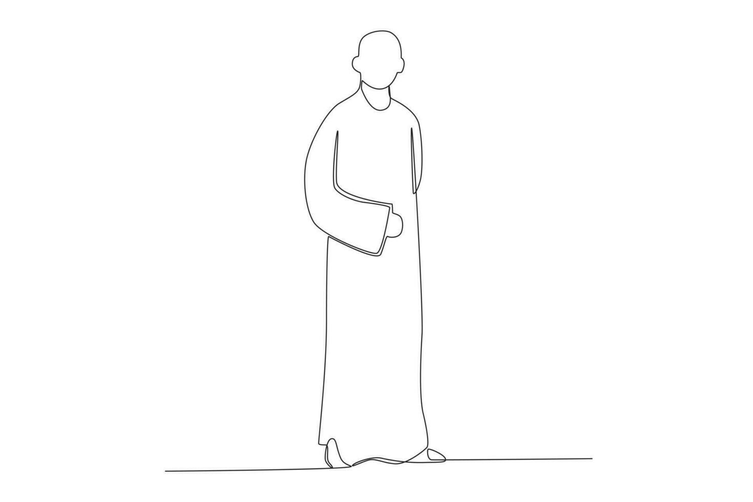 A monk stands with one arm folded behind him vector