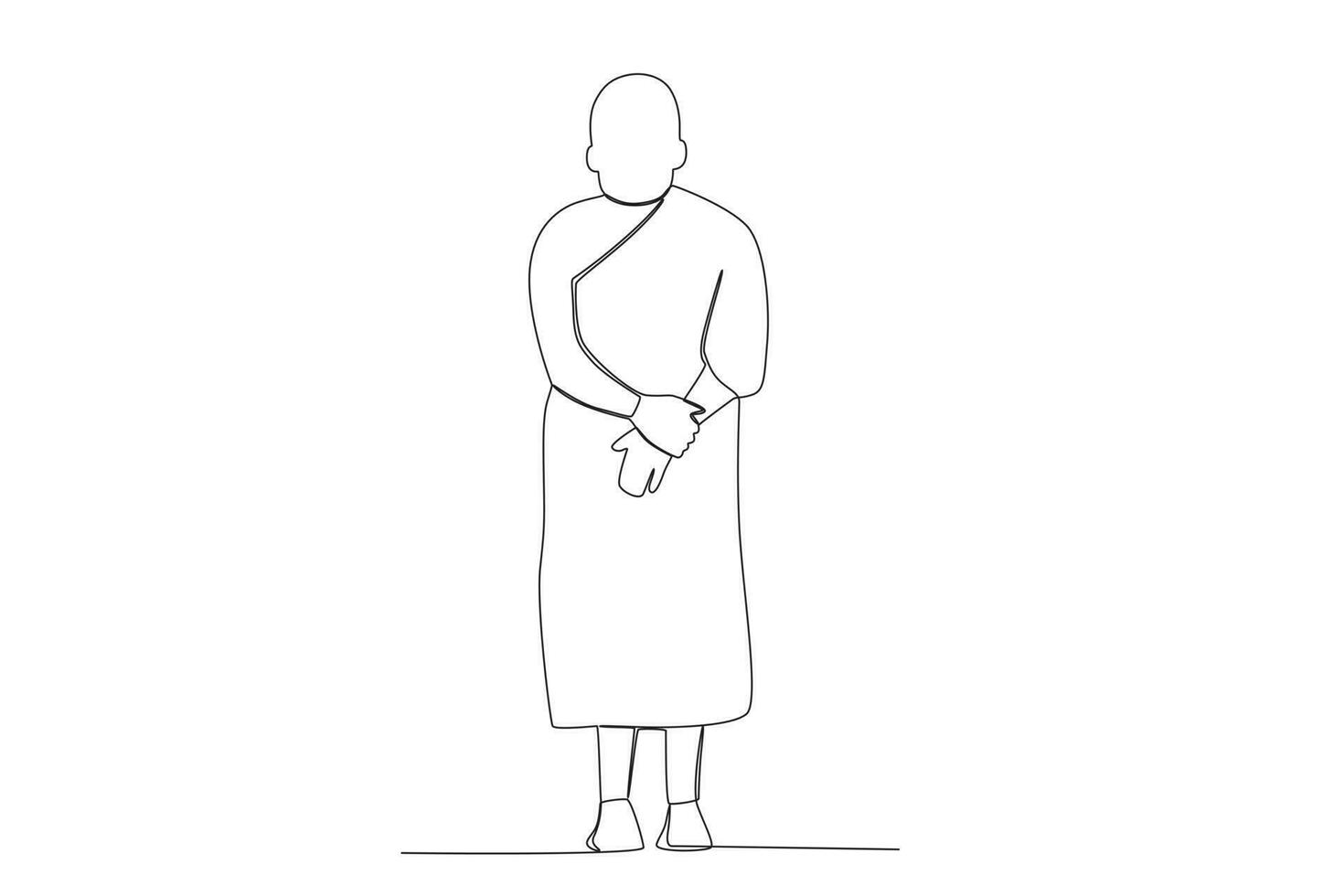 Rear view of Buddhist monks vector