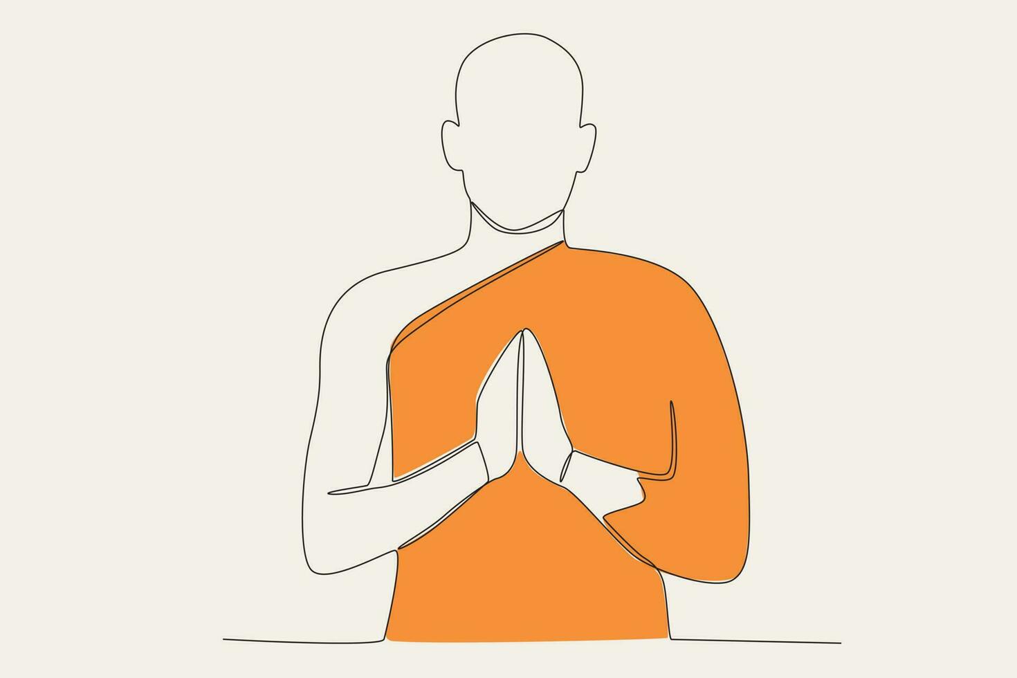 Color illustration of a monk praying vector