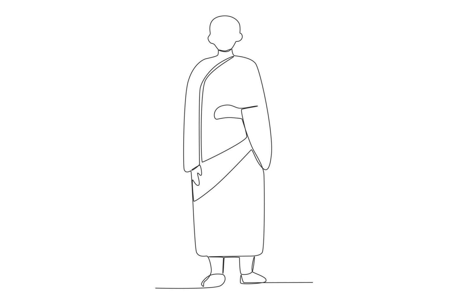 A monk stands folding one hand vector