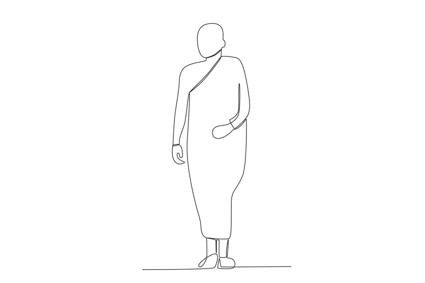 A monk stands folding one hand on his stomach vector