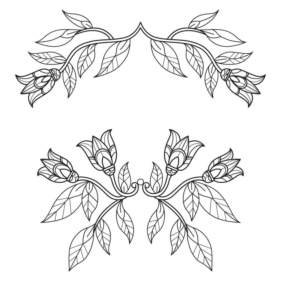 Beautiful leaf hand drawn for adult coloring book vector