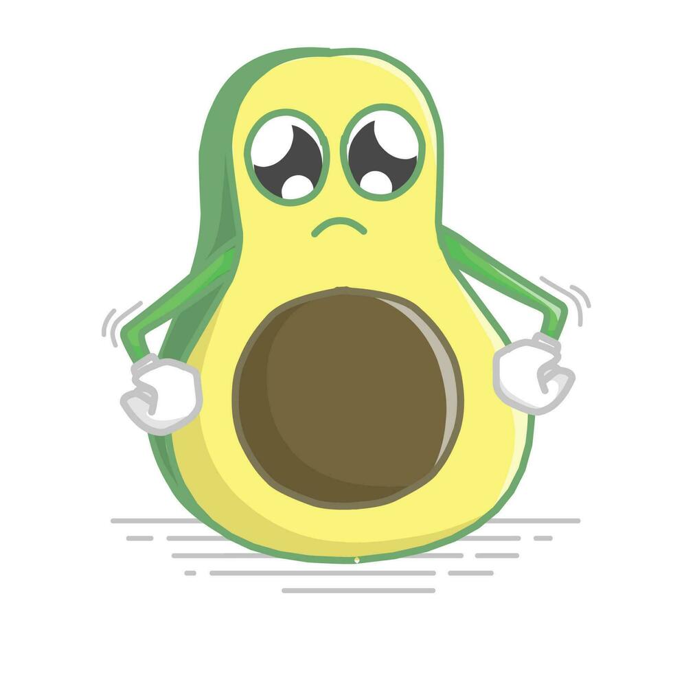 Cute cartoon Avocado. Cartoon fruit character set. Funny emoticon in flat style. Food emoji vector illustration