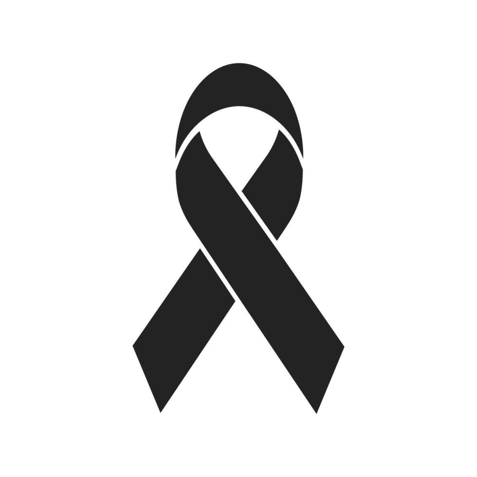 Cancer Day Black Ribbon Isolated Vector Icon Illustration