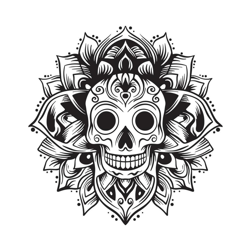 Day of the dead skull with floral pattern vector