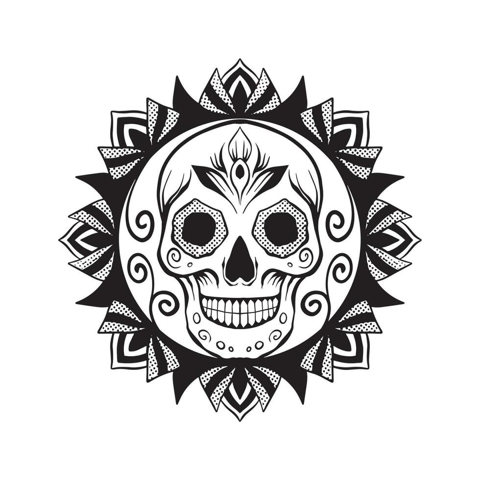 Skull with a floral pattern on it vector