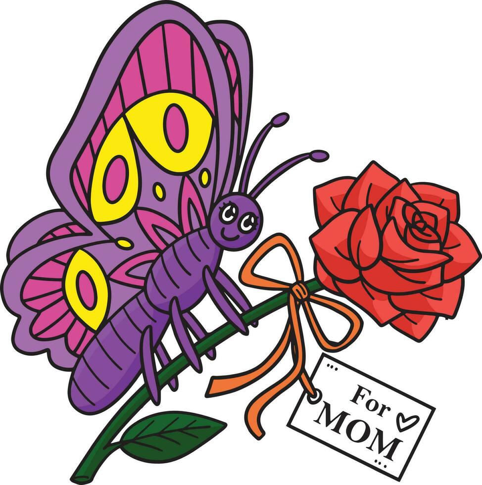 Mothers Day Butterfly Carrying Flower Clipart vector